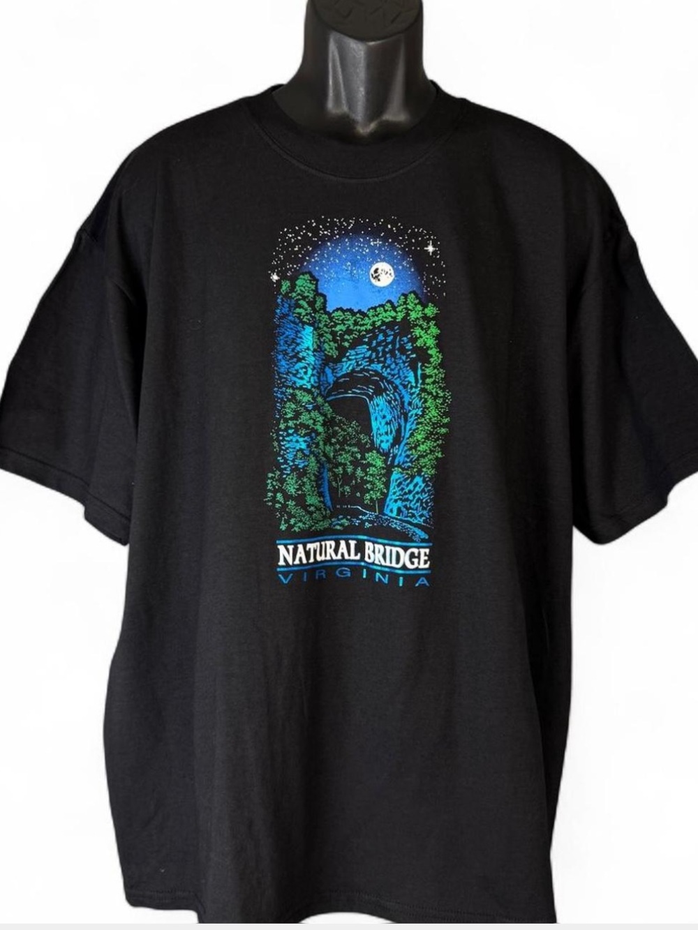 Vtg 90s Natural Bridge Virginia Tee NWT Fred Harvey Trading Co Nature Black XL